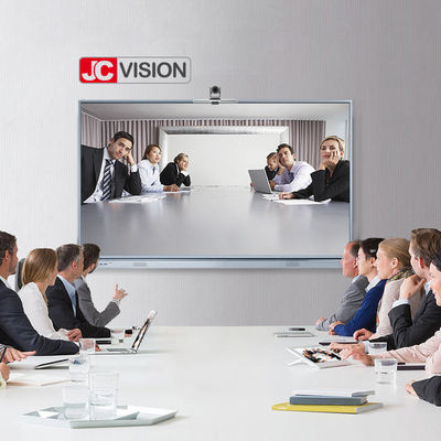 شاشة تفاعلية مسطحة مقاس 75 بوصة من JCVISION JCHUB مع لون أسود/فضي، تعمل باللمس بالأشعة تحت الحمراء بـ 20 نقطة للمستخدمين في التعليم/المؤتمرات