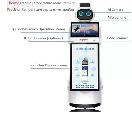 JCVISION التصوير الحراري الاستقبال الروبوت إدارة الزوار خدمة الإنسانية