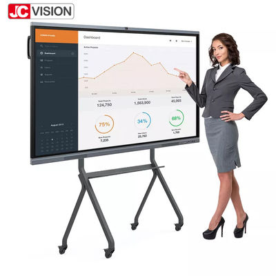 شاشة لمس تفاعلية للسبورة البيضاء التفاعلية في الفصول الدراسية من JCVISION مع قلم إصبع وكمبيوتر OPS