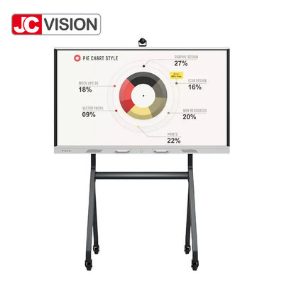 شاشة LCD بيضاء من JCVISION، لوحة BOE، إضاءة خلفية DLED، لوحة رئيسية بنظام Android للتدريس في الفصول الدراسية
