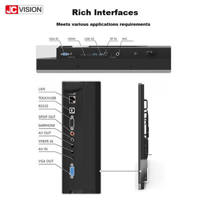 JCVISION لوحة ذكية تفاعلية تعمل باللمس بالأشعة تحت الحمراء مقاس 105 بوصة بنظام Android 11