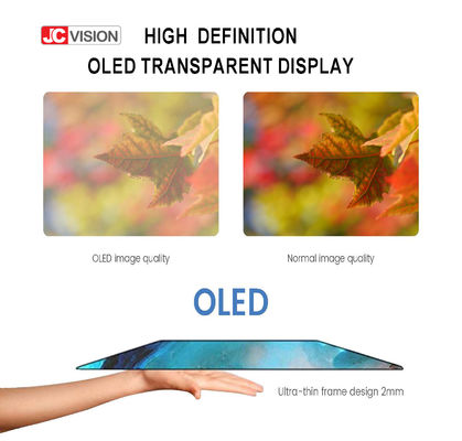 شاشة عرض رقمية تعمل باللمس من Jcvision مقاس 55 بوصة بتقنية OLED شفافة بنظامي التشغيل Windows و Android