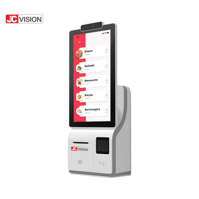 JCVISION أبيض 15.6 بوصة كشك تسجيل الخروج للخدمة الذاتية Android 11.0 آلة نقاط البيع المكتبية