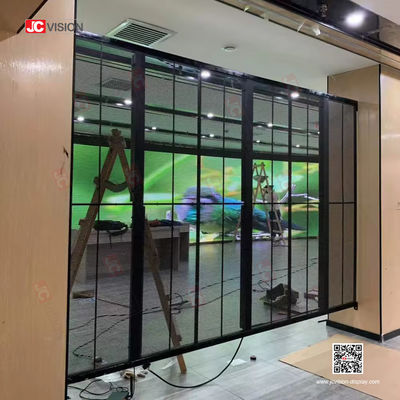 شاشة عرض فيديو زجاجية شفافة بتقنية LED من JCVISION، سطوع عالي