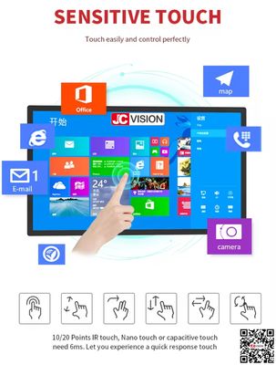 شاشة لمس JCVISION 1080P 4K مقاس 32 و 42 و 50 و 55 و 65 بوصة، شاشة عرض تعمل باللمس، كشك تفاعلي