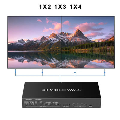 فيديو JCVISION 4K JCVISION جدار HDMI2.0 مصفوفة 2 في 4 مع 2X2 مخرج جدار فيديو مخرج صوتي L / R ذاتي التكيف