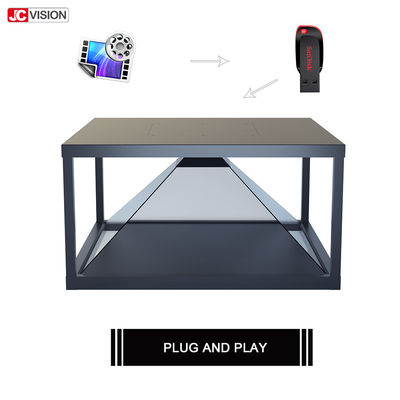 360 درجة شاشة LCD شفافة عرض 3D عرض هولوغرافي هرم 80x80CM