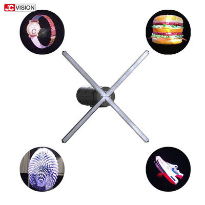 مروحة LED ثلاثية الأبعاد هولوغرام دوارة صغيرة، واي فاي، عرض ثلاثي الأبعاد للهولوجرام 65 سم