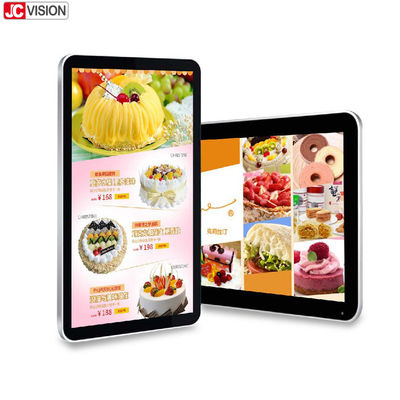شاشات لافتات رقمية داخلية مقاس 32 بوصة مثبتة على الحائط من JCVISION، مشغل إعلانات LCD