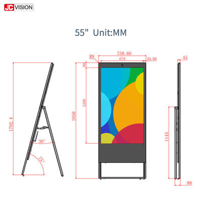 450cd/m2 محمولة 43" الإعلانات LCD الإشارات الرقمية برنامج CMS