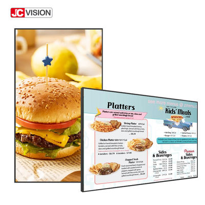 شاشة عرض إعلانات LCD تعمل باللمس الذكية فائقة النحافة من JCVISION مثبتة على الحائط