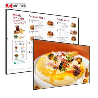 شاشة عرض إعلانات LCD تعمل باللمس الذكية فائقة النحافة من JCVISION مثبتة على الحائط