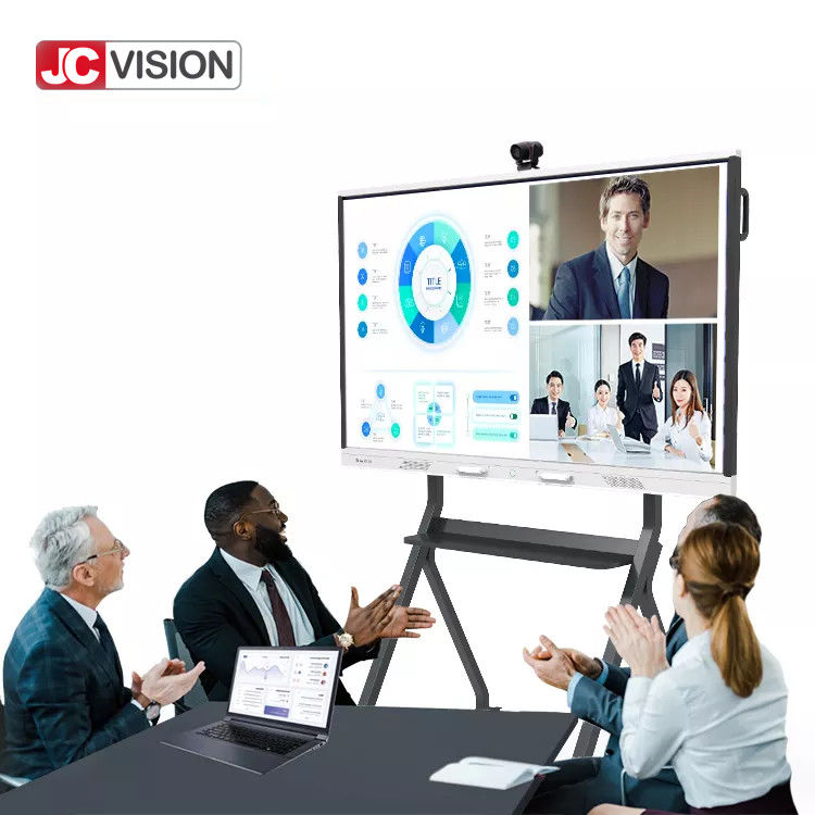 لوحة بيضاء تفاعلية للمؤتمرات من JCVISION بدقة 3840 × 2160 UHD بحجم 75 بوصة بدقة 4K وزاوية رؤية 178 درجة