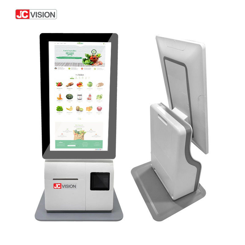 JCVISION أبيض 15.6 بوصة كشك تسجيل الخروج للخدمة الذاتية Android 11.0 آلة نقاط البيع المكتبية